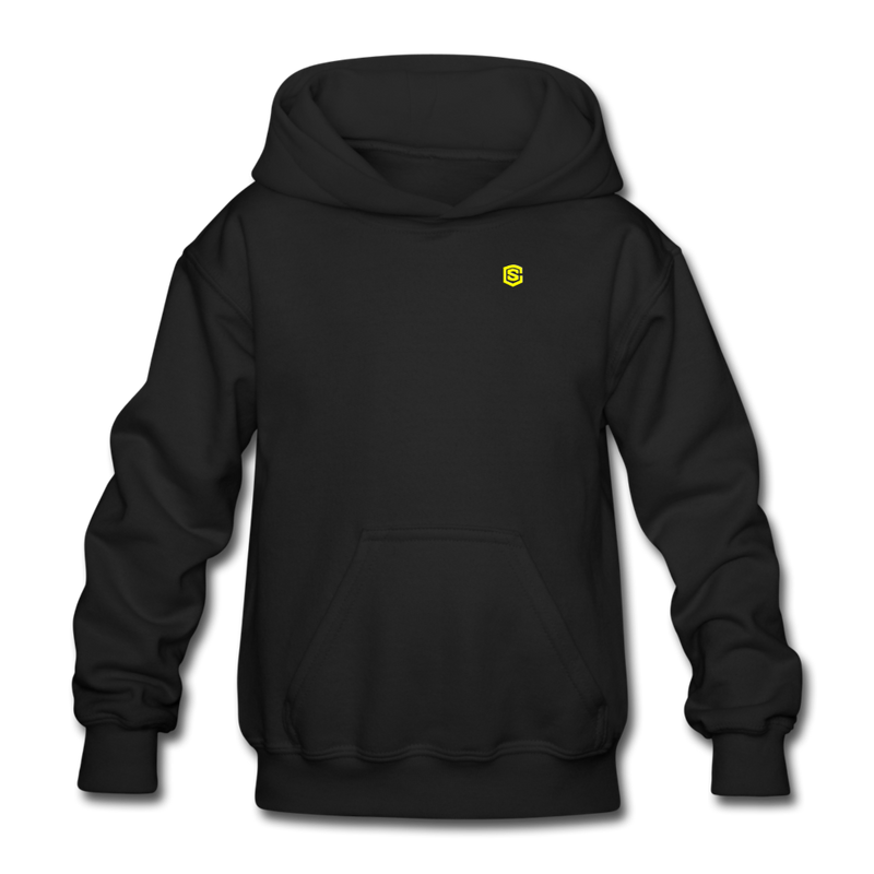 Gildan Heavy Blend Youth Hoodie  WITH  YELLOW LOGO - black