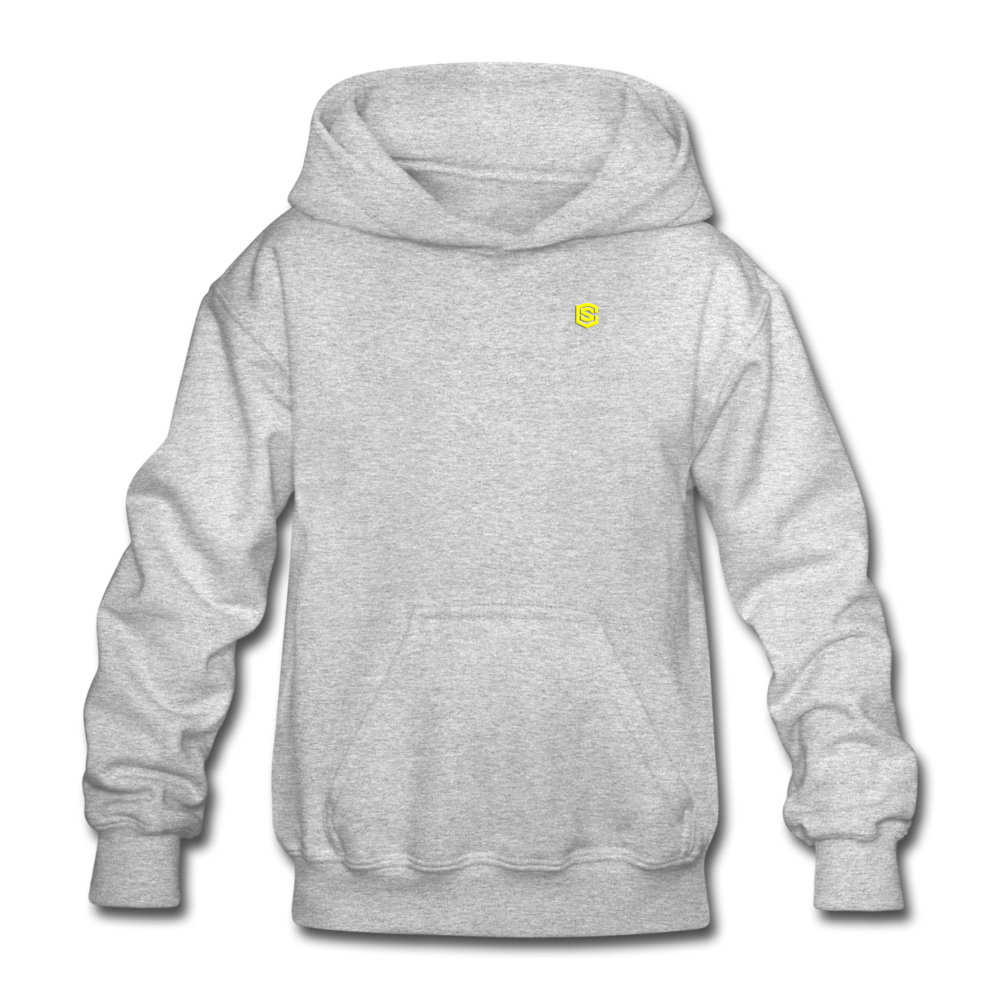 Gildan Heavy Blend Youth Hoodie  WITH  YELLOW LOGO - heather gray