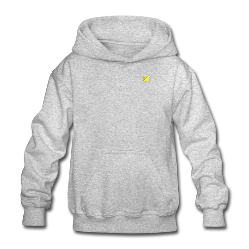 Gildan Heavy Blend Youth Hoodie  WITH  YELLOW LOGO - heather gray