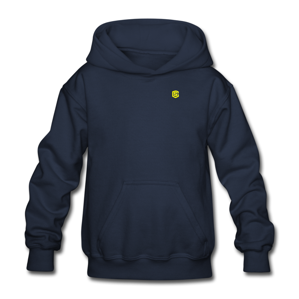 Gildan Heavy Blend Youth Hoodie  WITH  YELLOW LOGO - navy