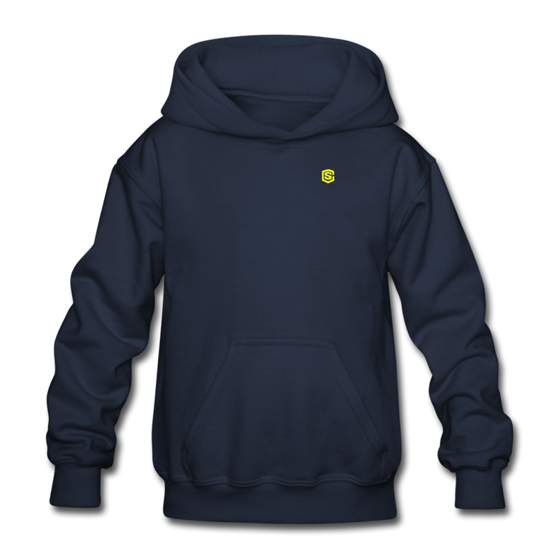 Gildan Heavy Blend Youth Hoodie  WITH  YELLOW LOGO - navy