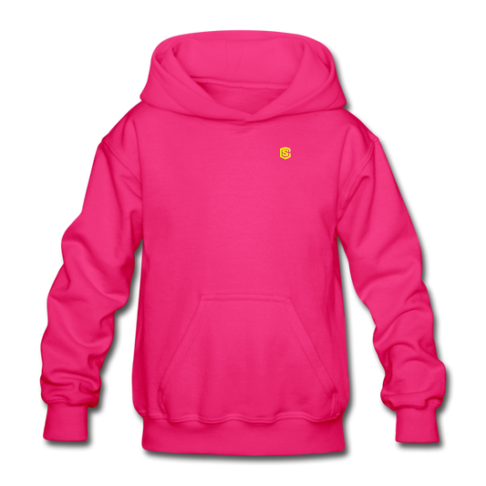 Gildan Heavy Blend Youth Hoodie  WITH  YELLOW LOGO - fuchsia