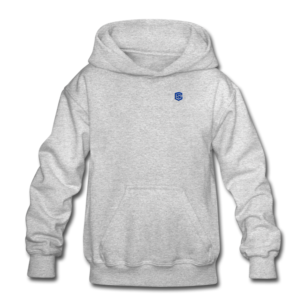 Gildan Heavy Blend Youth Hoodie  WITH  BLUE LOGO - heather gray