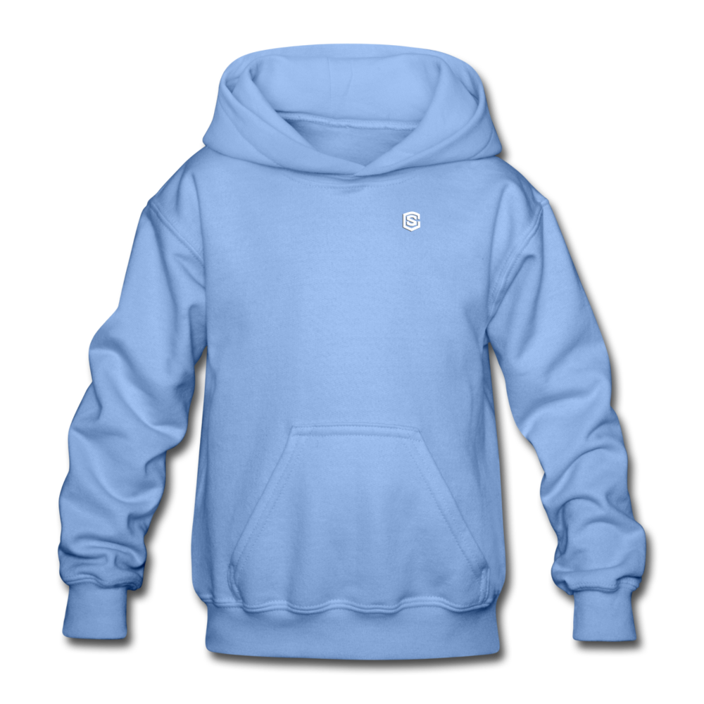 Gildan Heavy Blend Youth Hoodie  WITH WHITE  LOGO - carolina blue