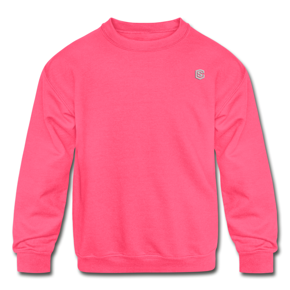 Kids' Crewneck Sweatshirt  WITH SILIVER  LOGO - neon pink