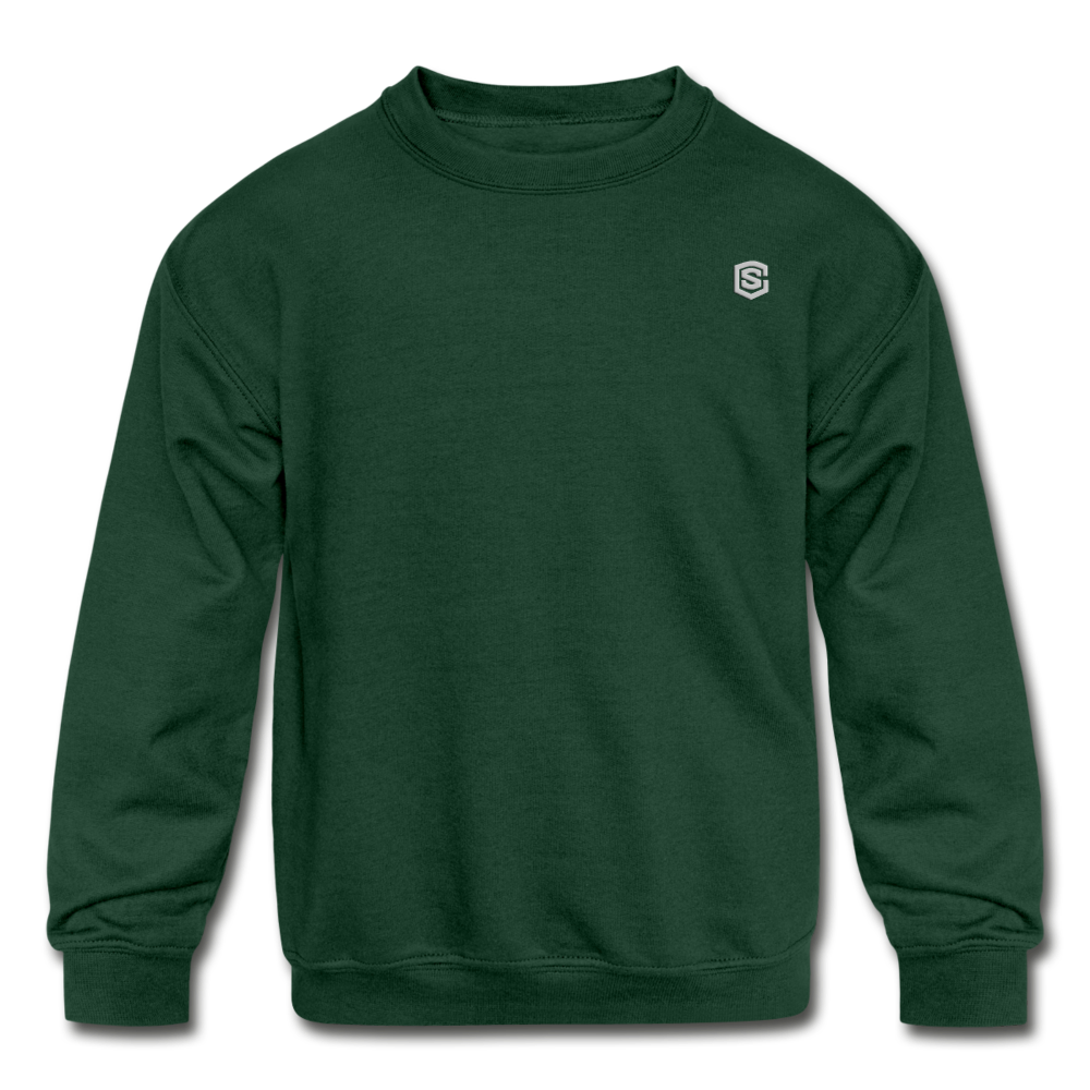 Kids' Crewneck Sweatshirt  WITH SILIVER  LOGO - forest green