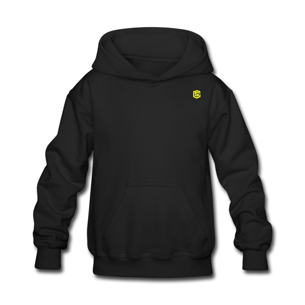 Kids' Hoodie  WITH  YELLOW LOGO - black