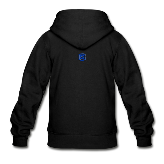 Gildan Heavy Blend Youth Zip Hoodie  WITH BLUE  LOGO - black