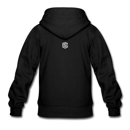Gildan Heavy Blend Youth Zip Hoodie  WITH SILIVER  LOGO - black
