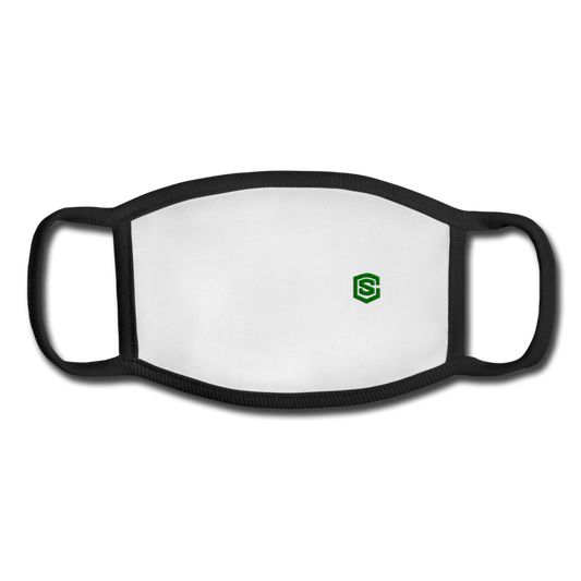 Youth Face Mask WITH  GREEN LOGO - white/black