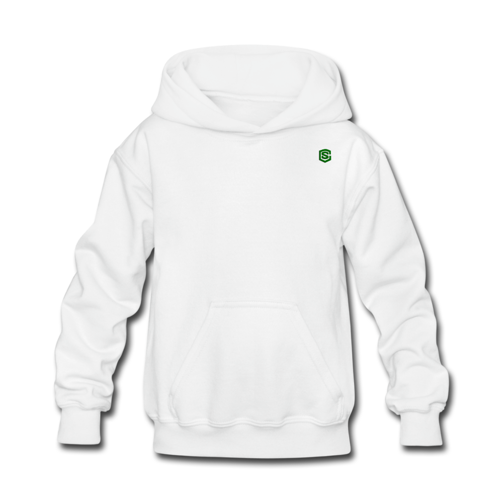 Kids' Hoodie  WITH  GREEN LOGO - white