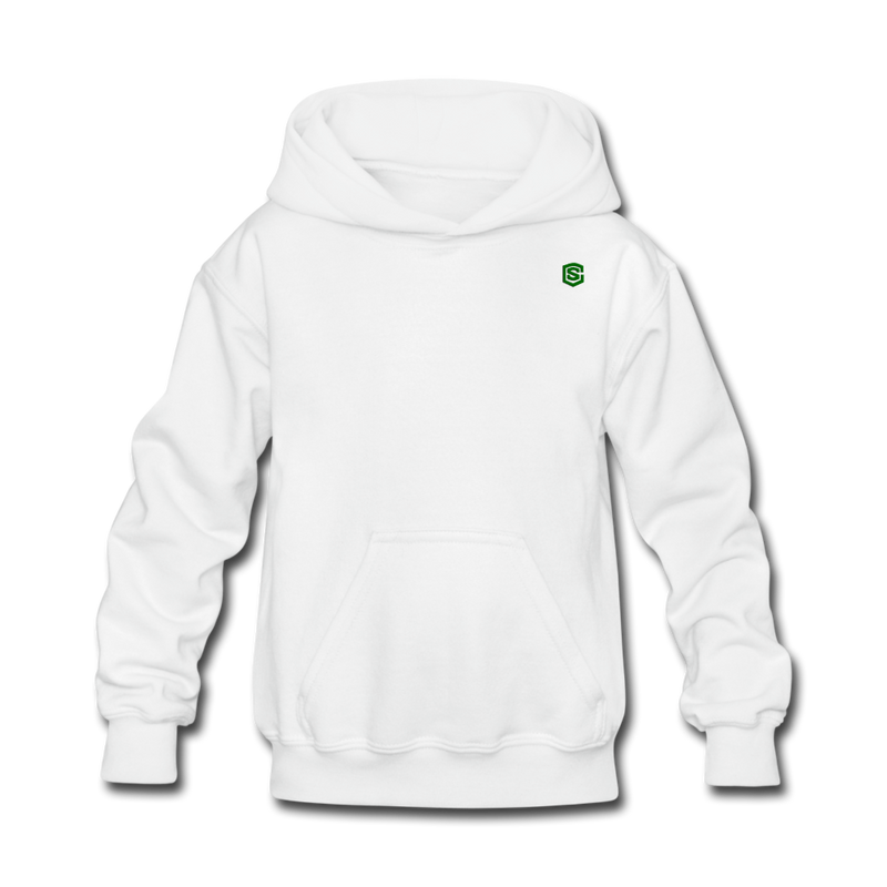 Kids' Hoodie  WITH  GREEN LOGO - white