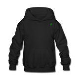 Kids' Hoodie  WITH  GREEN LOGO - black