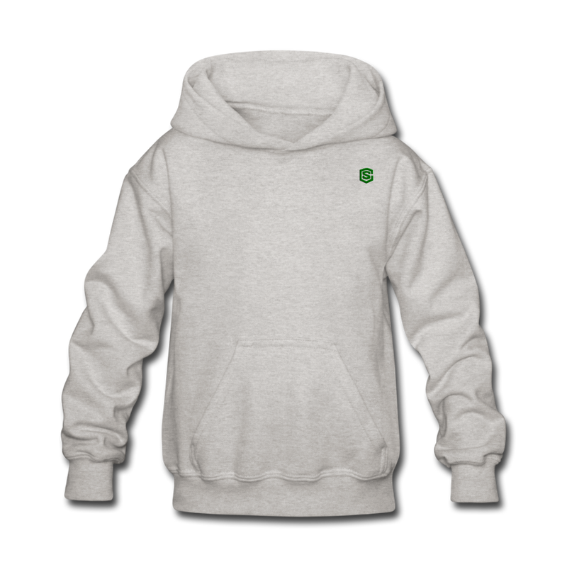 Kids' Hoodie  WITH  GREEN LOGO - heather gray