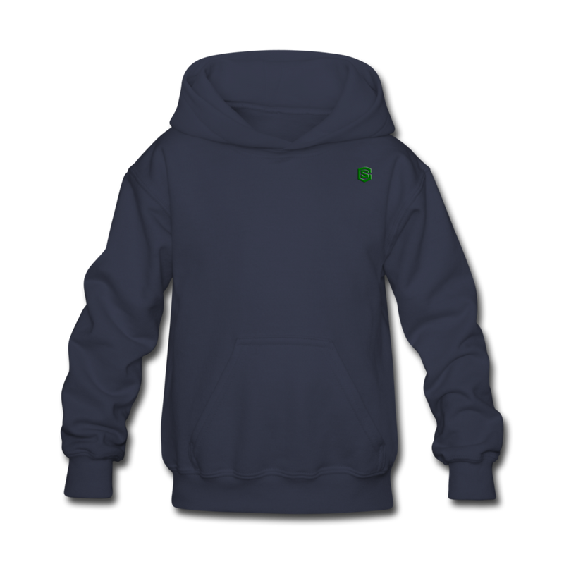 Kids' Hoodie  WITH  GREEN LOGO - navy