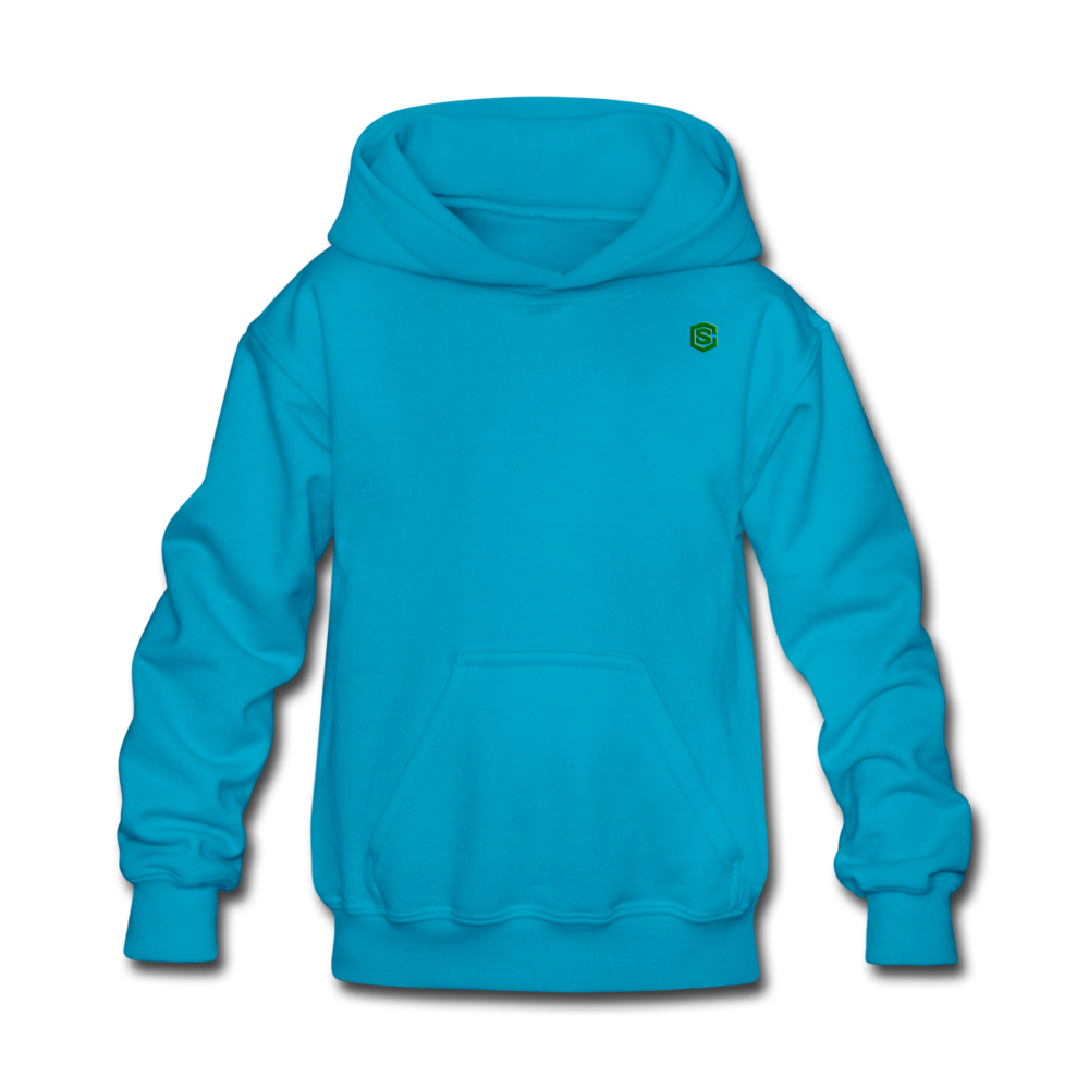 Kids' Hoodie  WITH  GREEN LOGO - turquoise