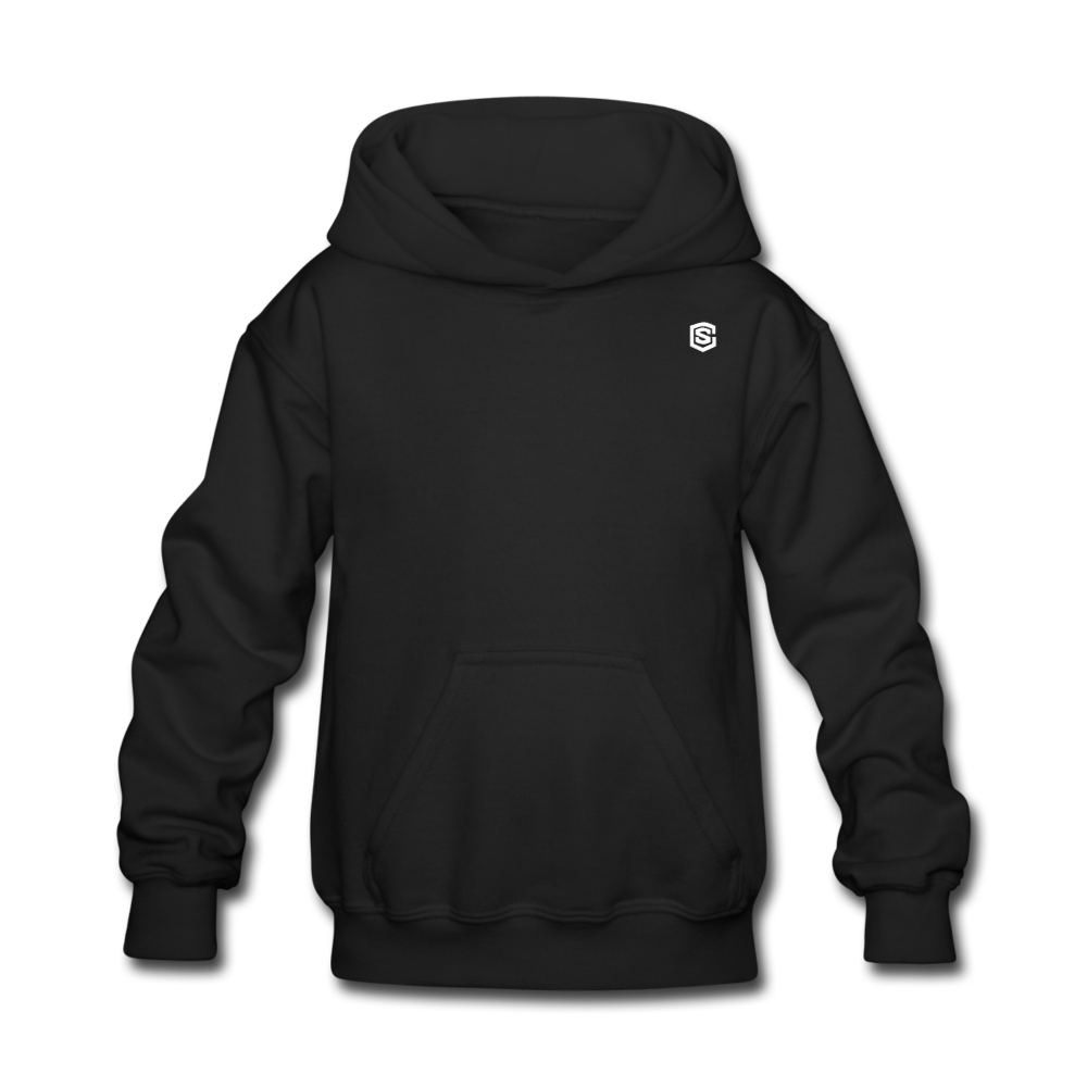 Kids' Hoodie  WITH WHITE  LOGO - black