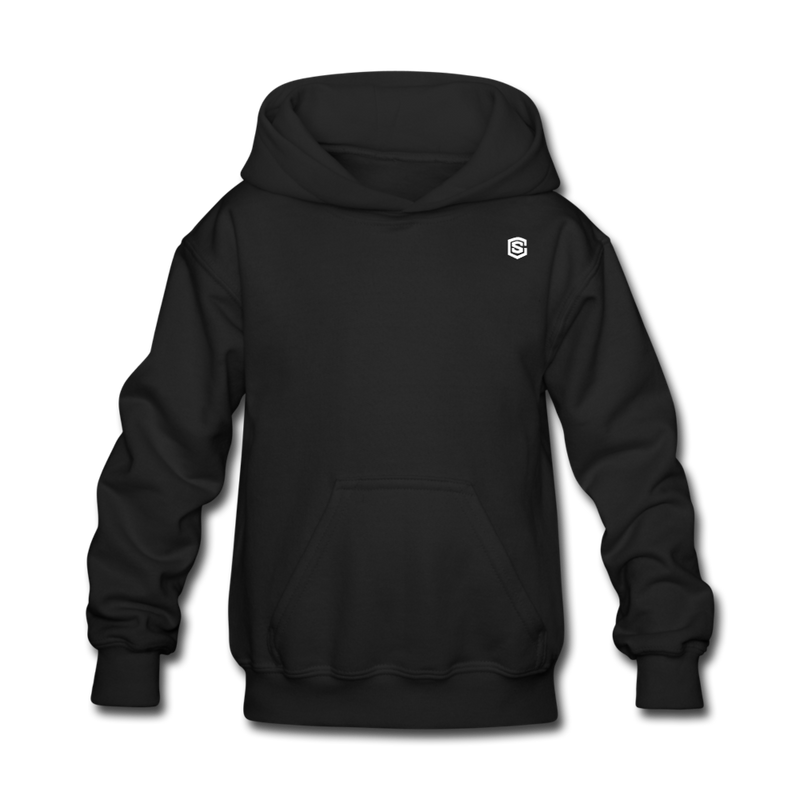 Kids' Hoodie  WITH WHITE  LOGO - black