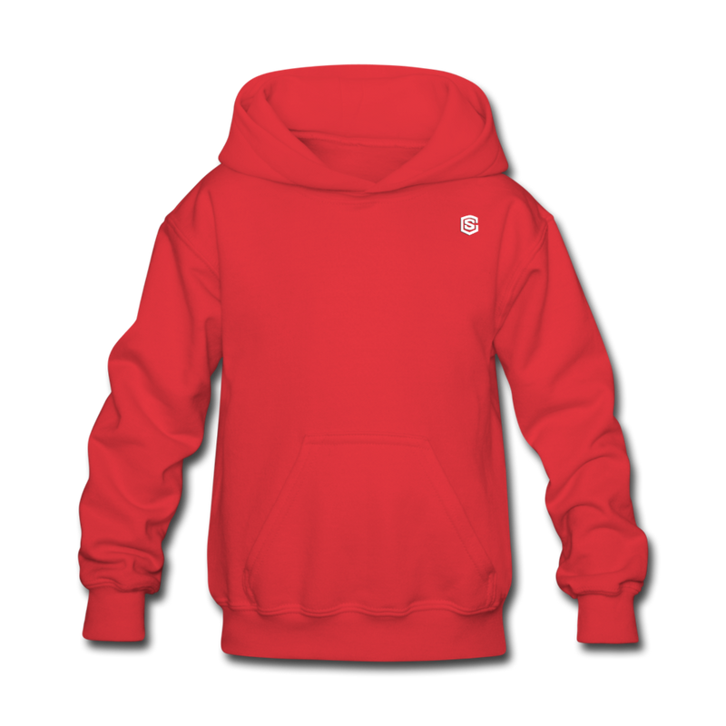 Kids' Hoodie  WITH WHITE  LOGO - red