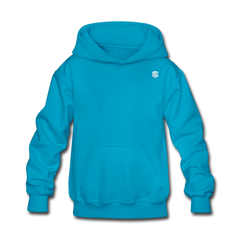 Kids' Hoodie  WITH WHITE  LOGO - turquoise