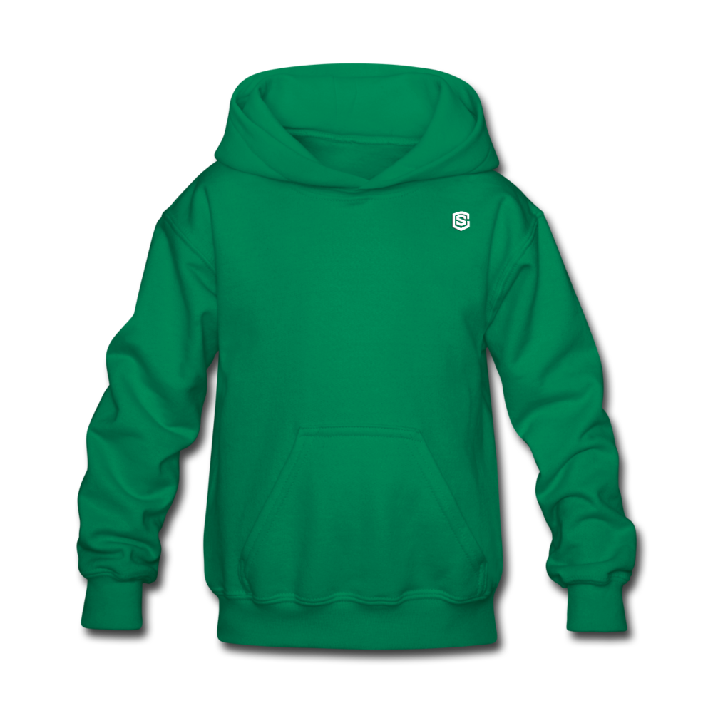 Kids' Hoodie  WITH WHITE  LOGO - kelly green