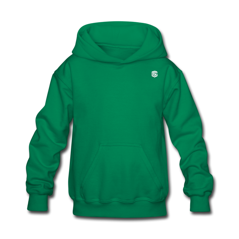 Kids' Hoodie  WITH WHITE  LOGO - kelly green