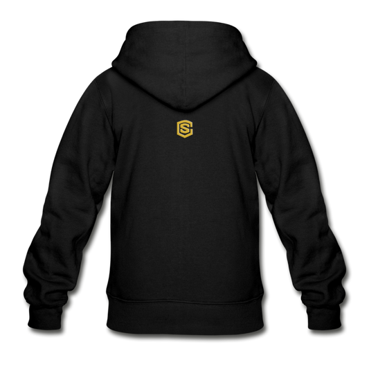 Gildan Heavy Blend Youth Zip Hoodie  WITH  GOLD LOGO - black