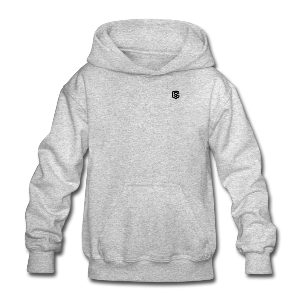 Gildan Heavy Blend Youth Hoodie  WITH BLACK  LOGO - heather gray