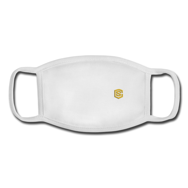 Youth Face Mask WITH  GOLD  LOGO - white/white