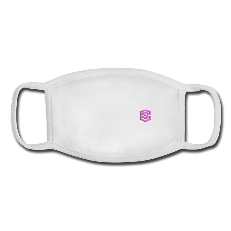 Youth Face Mask WITH PINK  LOGO - white/white