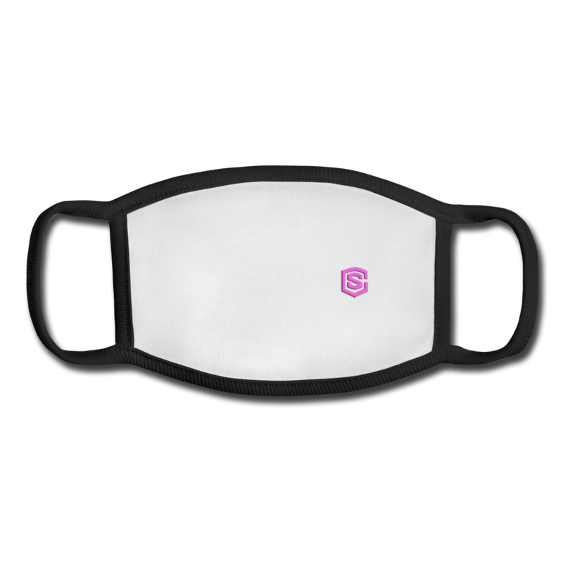 Youth Face Mask WITH PINK  LOGO - white/black