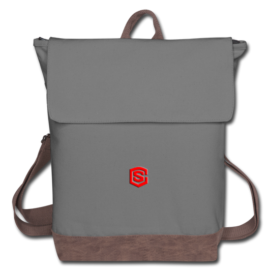 Canvas Backpack WITH  RED LOGO - gray/brown