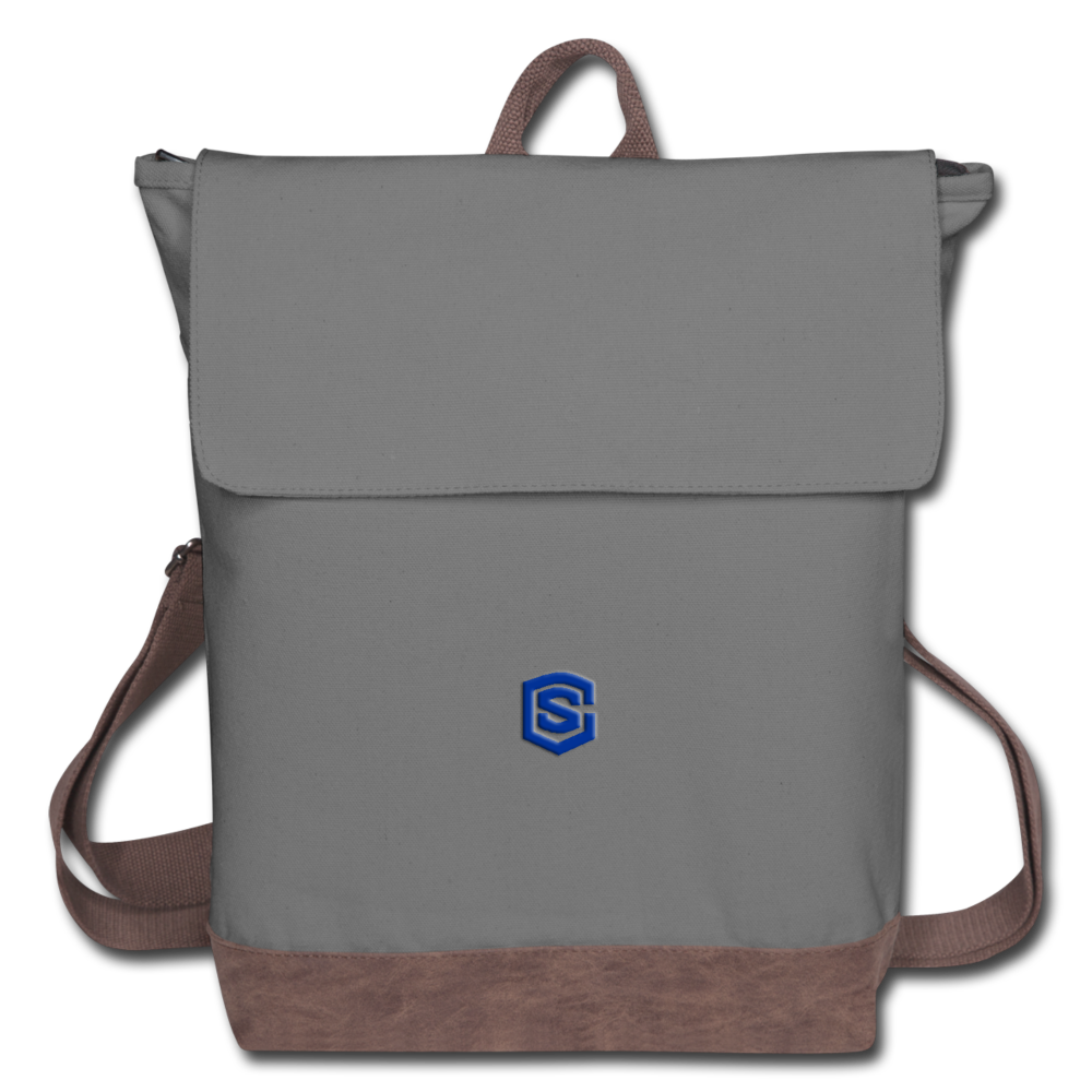 Canvas Backpack WITH BLUE  LOGO - gray/brown
