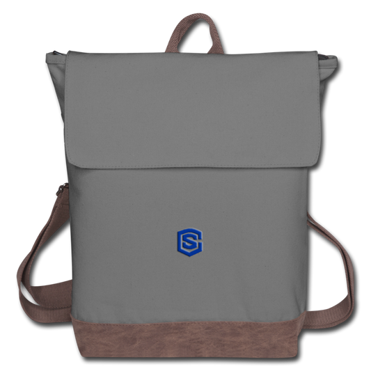 Canvas Backpack WITH BLUE  LOGO - gray/brown