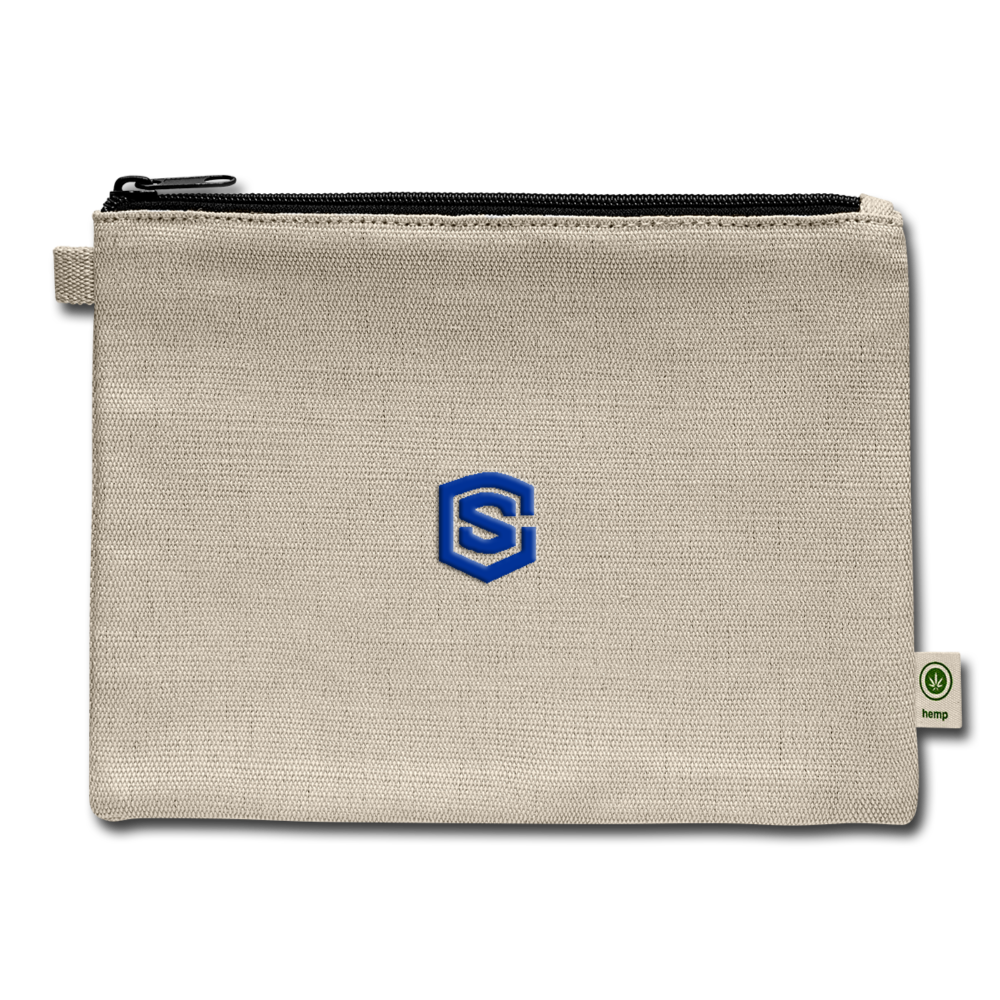 Carry All Pouch WITH  BLUE LOGO - natural