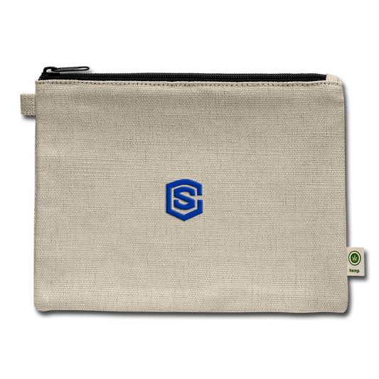 Carry All Pouch WITH  BLUE LOGO - natural