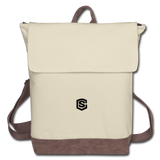Canvas Backpack WITH  BLACK LOGO - ivory/brown