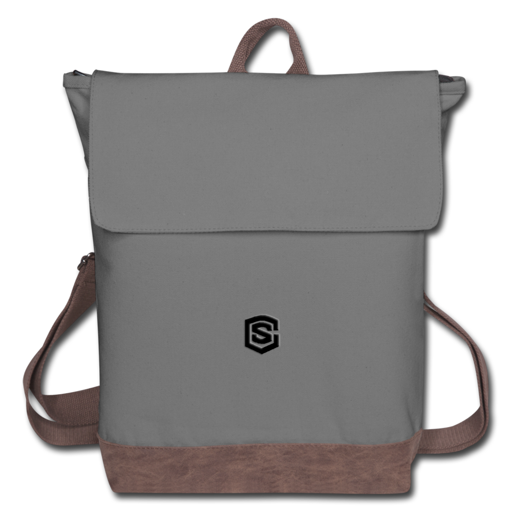 Canvas Backpack WITH  BLACK LOGO - gray/brown