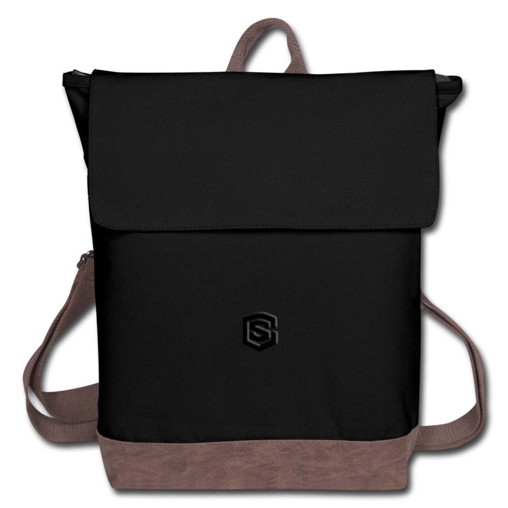Canvas Backpack WITH  BLACK LOGO - black/brown