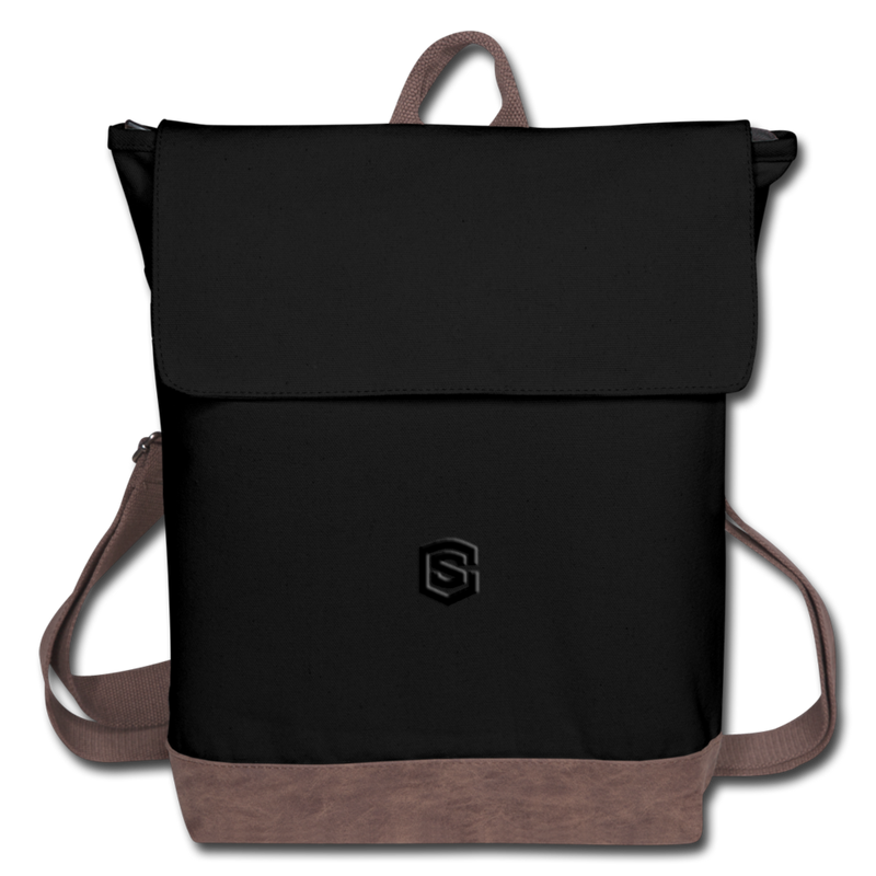 Canvas Backpack WITH  BLACK LOGO - black/brown