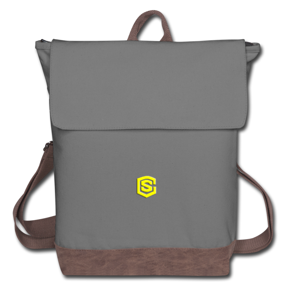 Canvas Backpack WITH YELLOW  LOGO - gray/brown