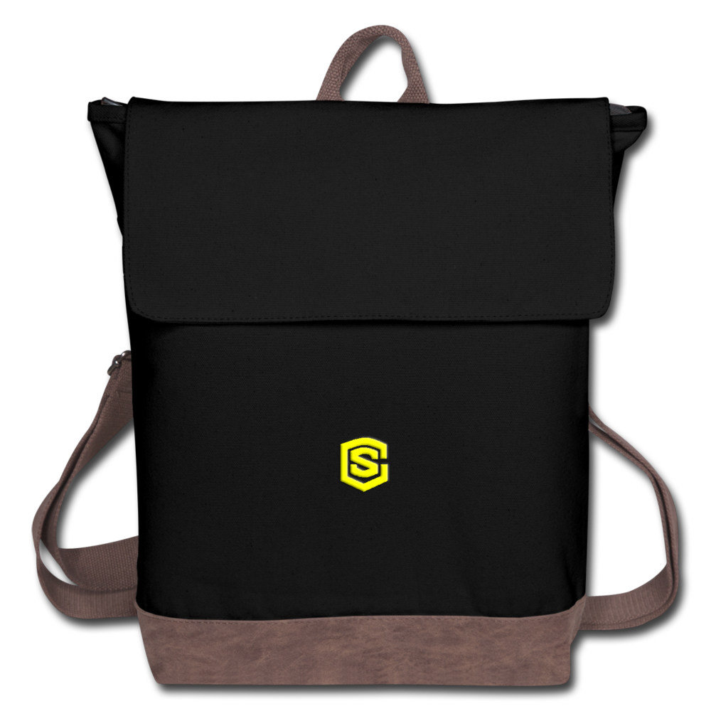 Canvas Backpack WITH YELLOW  LOGO - black/brown