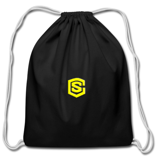 Cotton Drawstring Bag WITH  YELLOW LOGO - black
