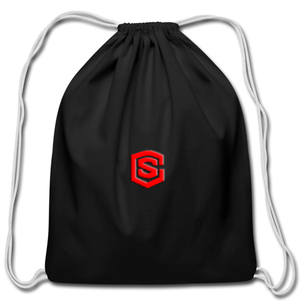 Cotton Drawstring Bag WITH  RED  LOGO - black