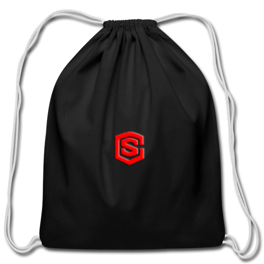 Cotton Drawstring Bag WITH  RED  LOGO - black