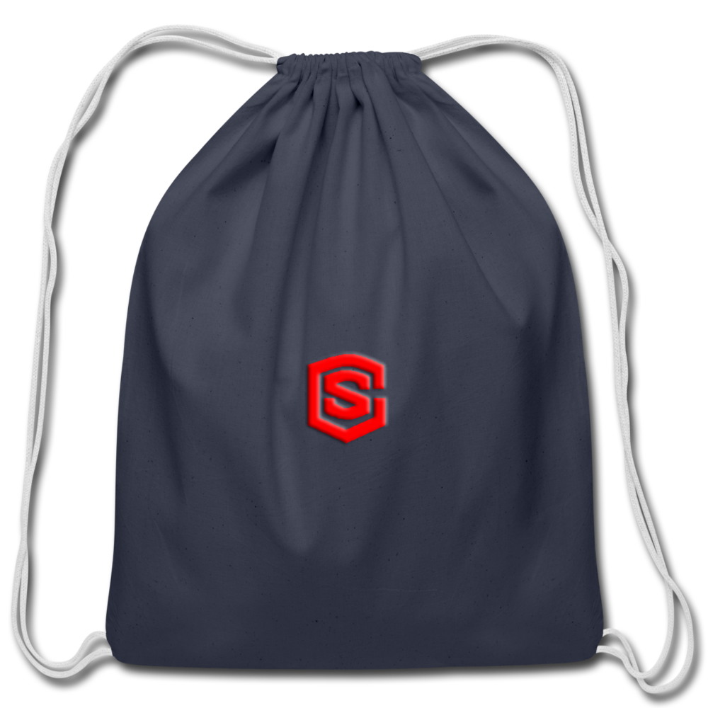 Cotton Drawstring Bag WITH  RED  LOGO - navy