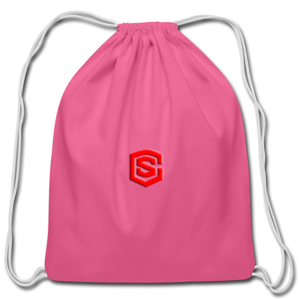 Cotton Drawstring Bag WITH  RED  LOGO - pink