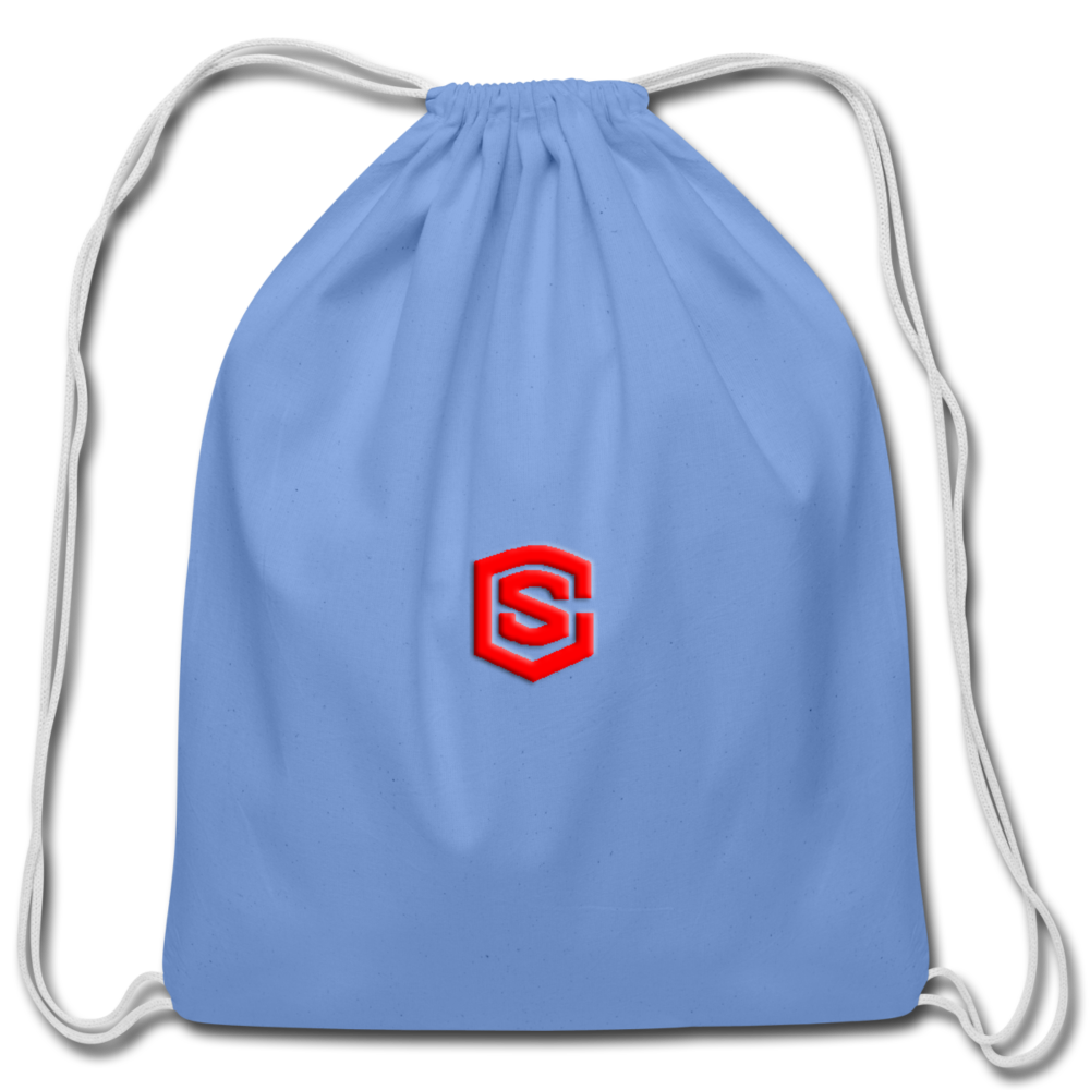 Cotton Drawstring Bag WITH  RED  LOGO - carolina blue
