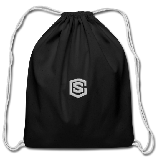 Cotton Drawstring Bag WITH SILIVER  LOGO - black