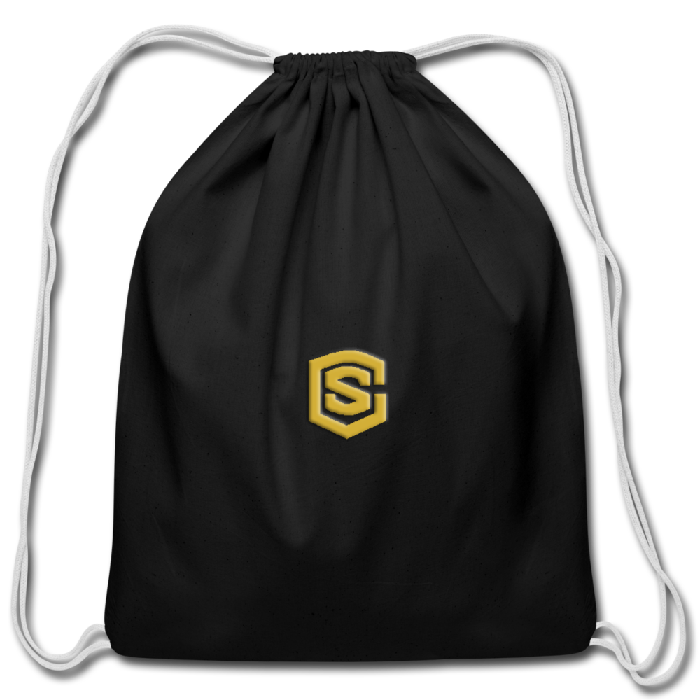 Cotton Drawstring Bag WITH  GOLD LOGO - black